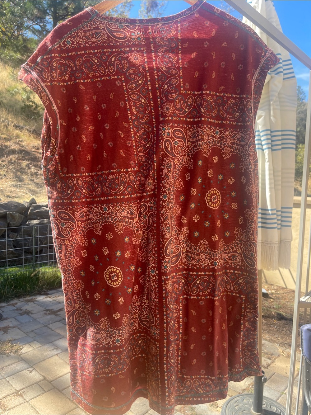 NATURAL LIFE Red Bandana Print Midi Dress